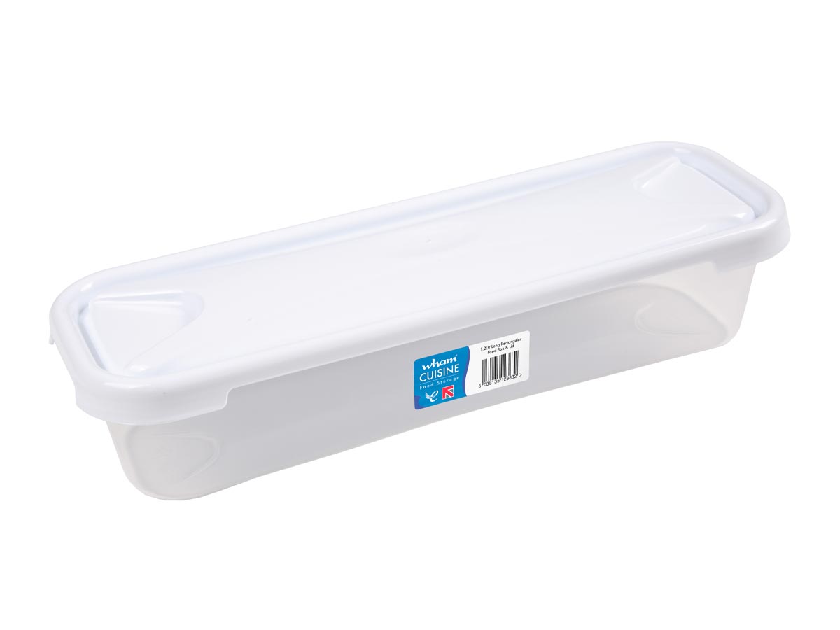 1.2Ltr Cuisine Long Rectangular (Bacon Box) Plastic Food Storage Container